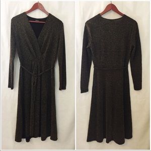 Black gold crossover midi Dress